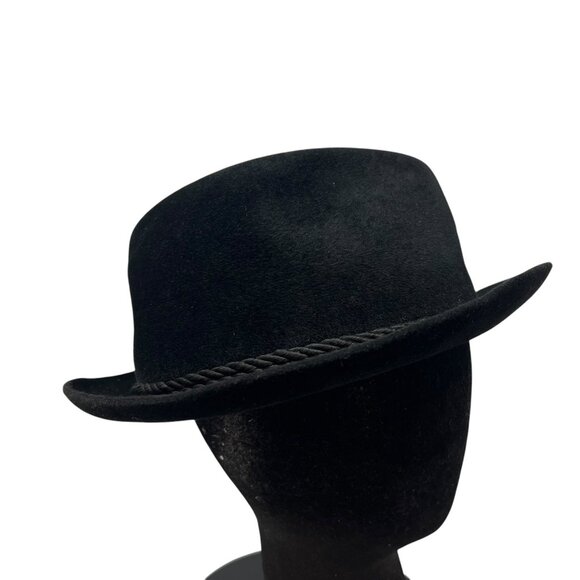 Dobbs Men's 6 7/8 Black Velvet Fedora Bowler Hat Cap 1950's Rope Retro Vintage - Picture 3 of 12